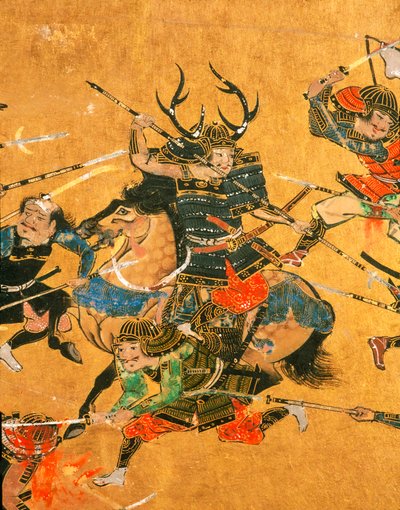 Samurai - 2 panels depicting a detail scene from the Battle of Osaka by Ira Block