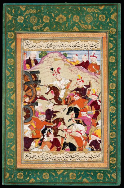 Shah Ismail I at the Battle of Chaldiran by Iranian Master
