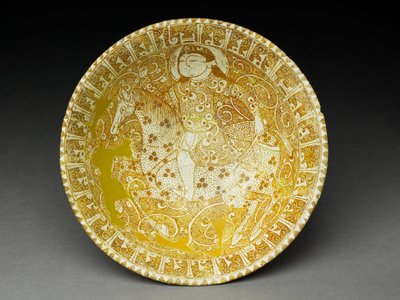 Bowl with Horseman and Pseudo-Kufic Inscription by Iranian School