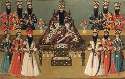 Fath Ali Shah and His Immediate Courtiers by Iranian School