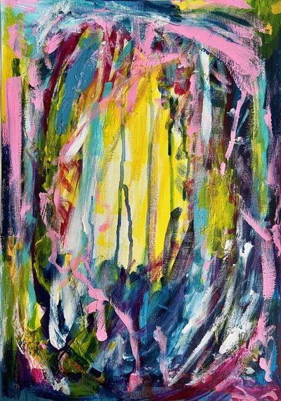 Dynamic Yellow Abstract by Irene Chua