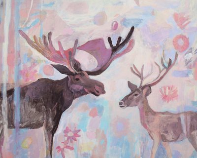 Dreamy Moose and Deer by Iria Fernandez