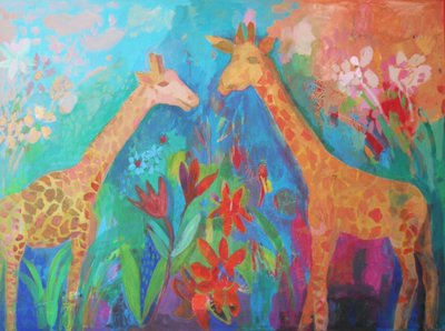 Vibrant Jungle Giraffes by Iria Fernandez