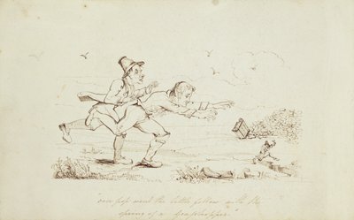 Over Pop Went the Little Fellow with the Spring of a Grasshopper, Book Illustration Showing Two Irishmen Chasing a Leprechaun, 19th Century by Irish School