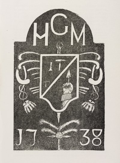 Rubbing of a cornerstone depicting masonic symbols, dated 1738 by Irish School