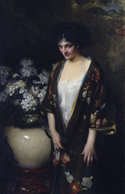 Brown Kimono (Portrait of Kathryn Beta la Forque) by Irving R. Wiles
