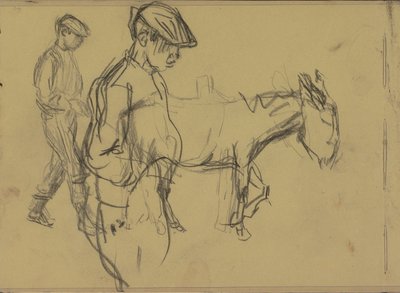 Two Studies of a Donkey Boy and a Donkey by Isaac Israels