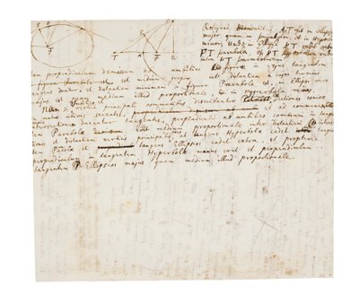 Two pages of revisions to the Principia Mathematica by Isaac Newton