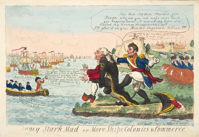 Boney Stark Mad or More Ships Colonies & Commerce, pub. 1808 by Isaac Robert Cruikshank