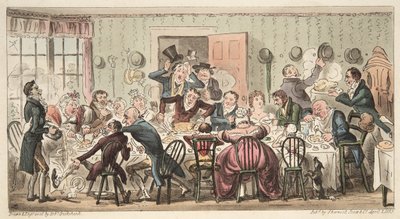 The Cits Sunday Ordinary at the Gate House Highgate; or, every Hog to his own Apple, from The English Spy by Isaac Robert Cruikshank