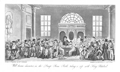 Well Known Characters in the Pump Room, Bath, Taking a Sip with King Bladud by Isaac Robert Cruikshank