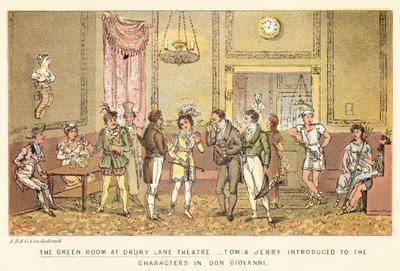 The Green Room at Drury Lane Theatre by Isaac, Robert and George Cruikshank