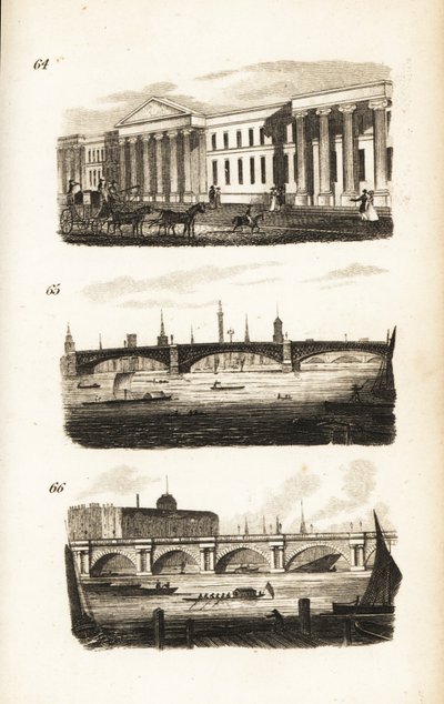 The General Post-Office, Southwark Bridge and Waterloo Bridge by Isaac Taylor
