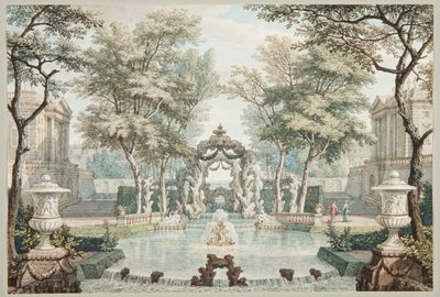Garden with Classical Buildings and a Fountain by Isaac de Moucheron