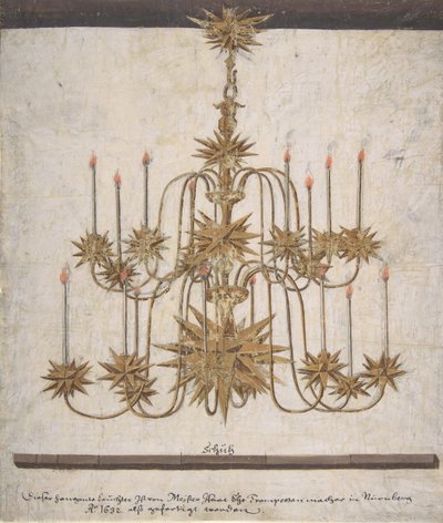 Design for a Chandelier with Sixteen Candles by Isaak Ehe