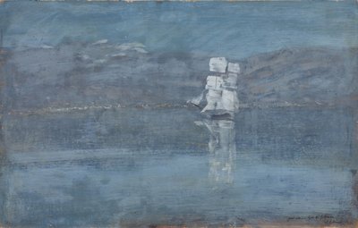 Landscape with a Sailing Boat by Isaak Ilyich Levitan