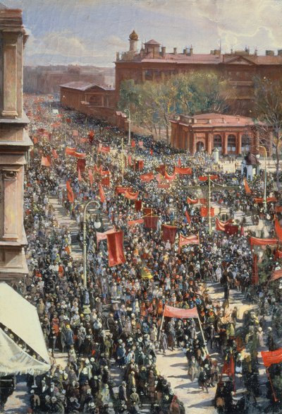 Demonstration on the October 25th Avenue (sketch) by Isaak Israilevich Brodsky