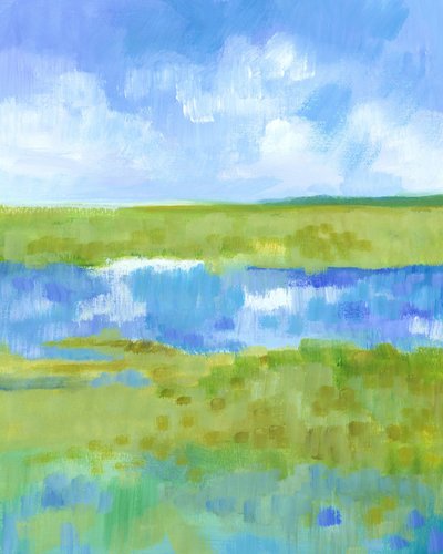 Abstract Green-Blue Landscape by Isabelle Brent