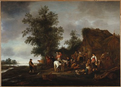 Travellers Refreshing Themselves at a Riverside Tavern by Isack van Ostade