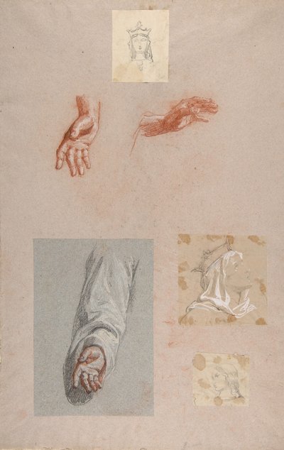 Hands of Saint Remi (lower register), Head of Saint Clotilde (upper register) by Isidore Pils
