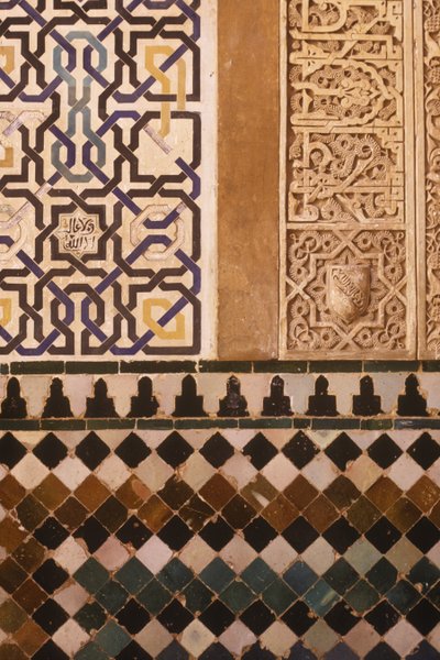 Detail of the tile design in the patio de Mexuar by Islamic School