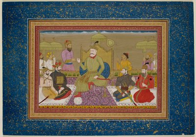 Yusuf Adil Shah enthroned with the next four monarchs of Bijapur, c.1750 (vellum) by Islamic School