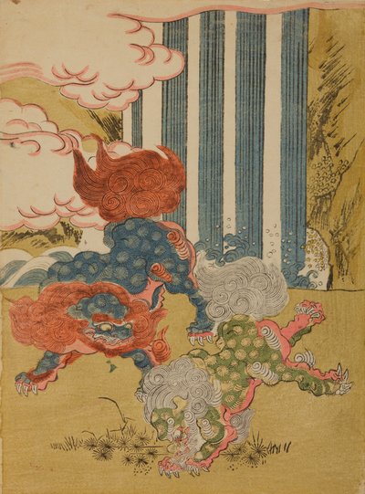Chinese Lions / Karashishi by Isoda Koryusai