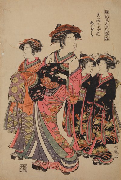 Courtesan Tamamura from the House of Pleasures Oebi-ya, from the series: Courtesans in New Year