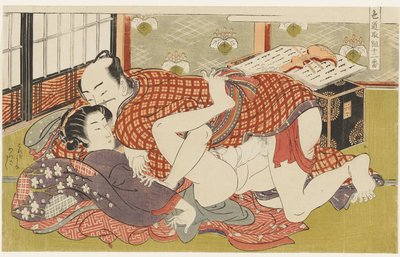 Shamisen Instructor, No. 2 from Twelve Bouts in the Way of Love (Shikidō torikumi jūniban) by Isoda Koryusai