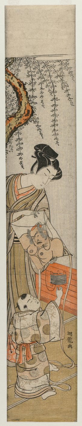 Young Man and Child with a Kite by Isoda Koryusai