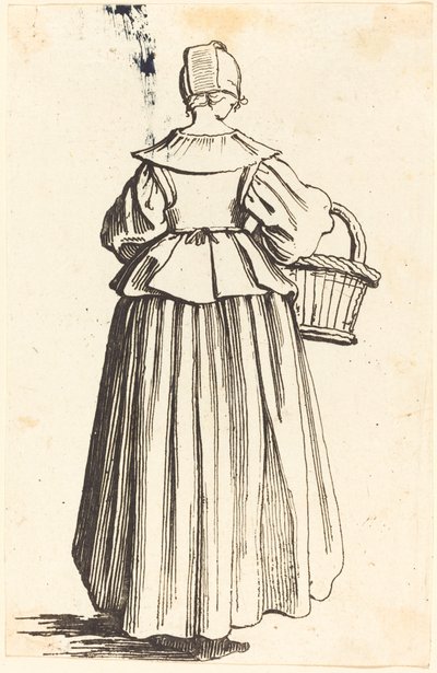 Peasant Woman with Basket, Seen from Behind by Israel Henriet after Jacques Callot
