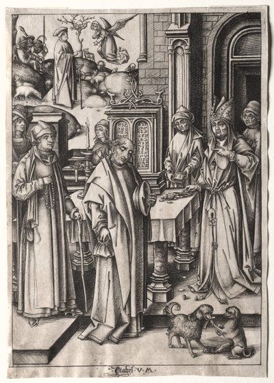 Life of the Virgin: High Priest Rejecting the Offering of Joachim by Israhel van Meckenem