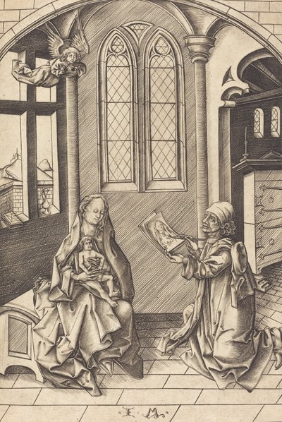 Saint Luke Drawing a Portrait of the Virgin, c. 1475 by Israhel van Meckenem