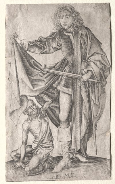 St. Martin Dividing His Cloak for a Beggar by Israhel van Meckenem
