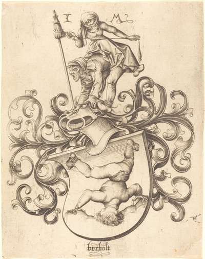Coat of Arms with Tumbling Boy by Israhel van Meckenem after Master of the Housebook