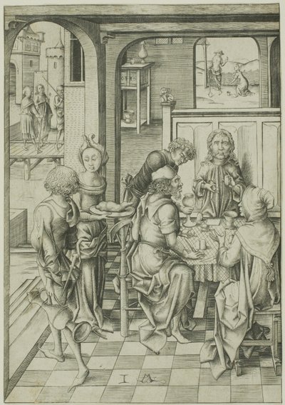 Christ at Emmaus by Israhel van Meckenem the younger