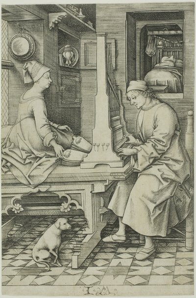 The Organ Player and His Wife by Israhel van Meckenem the younger