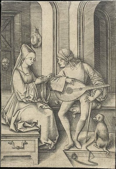 The Singer and the Lute Player by Israhel van Meckenem the younger