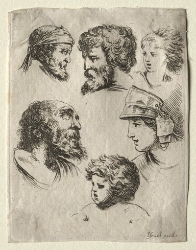 Book for Learning to Draw: Six Portrait Heads by Israël Henriet
