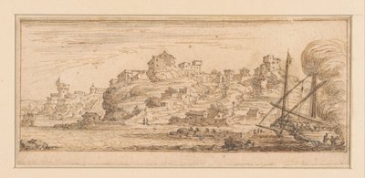 Coastal View with a Ship Being Repaired on the Right (Designs for a Print Series with Coastal Landscapes) by Israël Silvestre