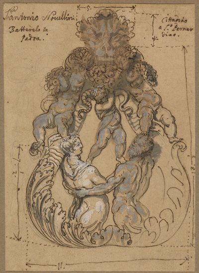 Door Knocker with Triton, Nereid, and Putti by Italian 17th or 18th Century
