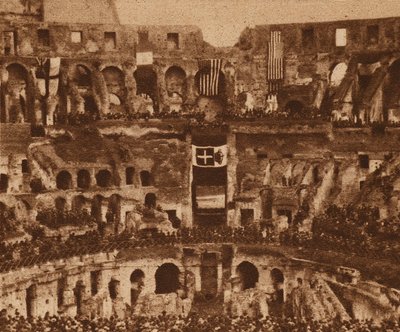 Commemorations a Year After America Entered World War One, at the Colosseum, Rome, Italy by Italian Photographer