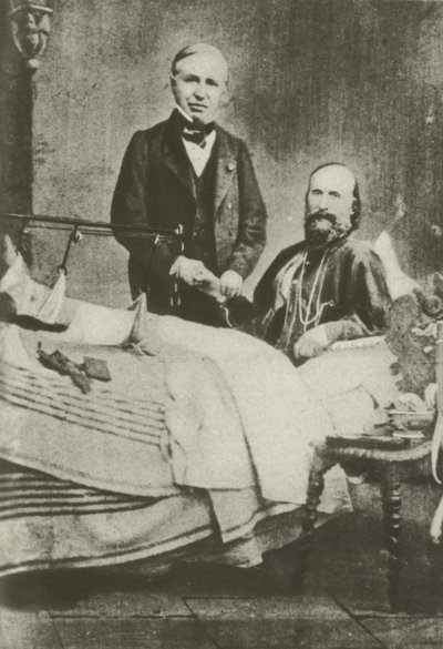 Garibaldi, wounded in battle, with his doctor by Italian Photographer