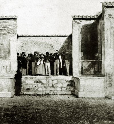 Giuseppe Garibaldi with Giuseppe Fiorelli on a Visit to Pompeii by Italian Photographer