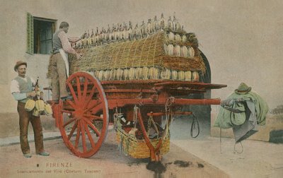 Loading bottles of wine onto a cart, Florence by Italian Photographer