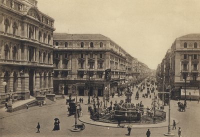 Naples: Piazza Della Borsa and Rettifilo Corso Umberto I by Italian Photographer