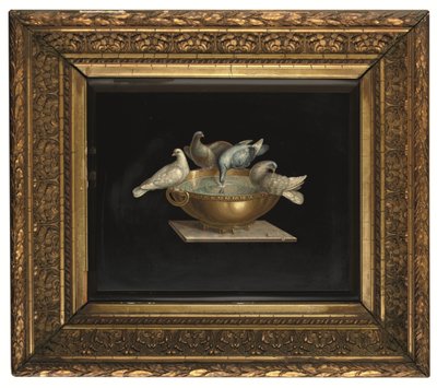 A Roman Micromosaic Plaque Depicting the Doves of Pliny, Late 19th Century by Italian School