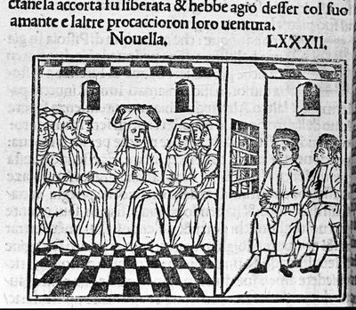 A story of the love of a nun. Illustration for the news 82 (News 2 of the ninth day) of the 