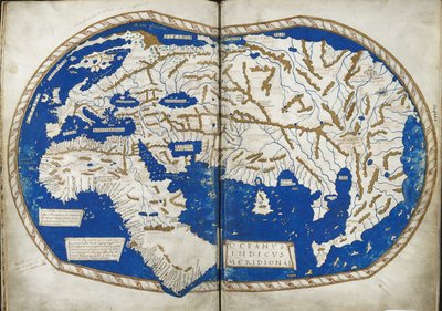 Map of the world, from "Insularium Illustratum", by Enrico Martello, being an account of the islands, chiefly of the Mediterranean, Italian, c.1470 by Italian School