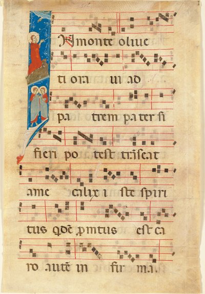 Agony in the Garden, Historiated Initial I on a Leaf from an Illuminated Manuscript Choir Book by Italian School